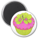 Cupcake Magnet~Pink / Green magnet