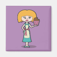 Cupcake Mom with purple background Magnets