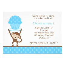 Cupcake Monkey Birthday Invitations