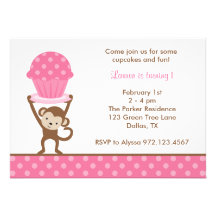 Cupcake Monkey Birthday Invitations
