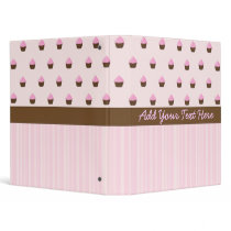 Cupcake Pattern and Stripes Binder