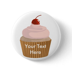 Cupcake-Pink and Brown button