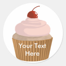 Cupcake-Pink and Brown Round Stickers