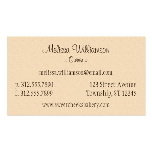 Cupcake Pink Magenta Brown Vertical Business Card (back side)