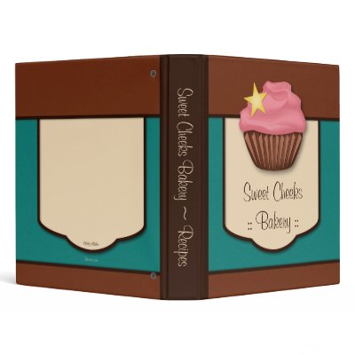 Cupcake Pink Teal Brown Recipe Binder by Klassy Kitchen