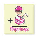 Cupcake Plus Milk Happiness magnets by cupcakewear Cupcake Plus Milk Happiness magnets