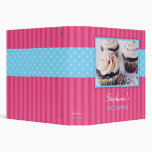 Cupcake Polka Dot Stripe Recipe 3 Ring Binder