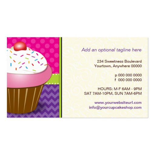 Cupcake Shop Business Card (back side)