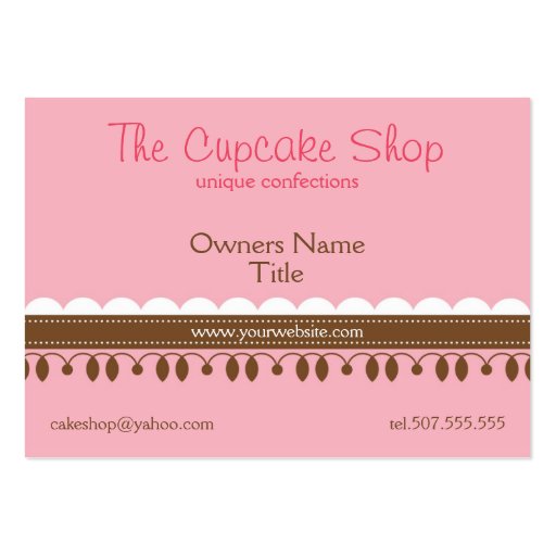 Cupcake Shop Chubby Business Cards (back side)