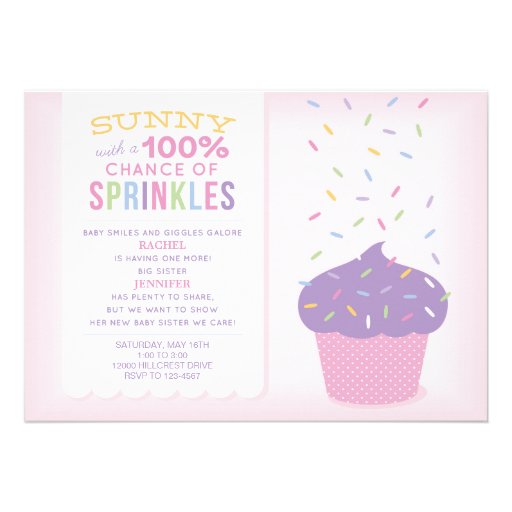 Cupcake Sprinkles Baby Shower Invitation