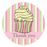 Cupcake Stripes Thank You Label Sticker