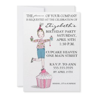 Cupcake Surprise Birthday Invitation invitation