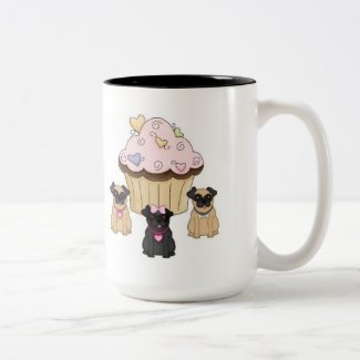 Cupcake Sweet Pug Dogs Mugs and Drinkware