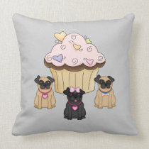 Cupcake Sweet Pug Dogs pillows