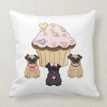 Cupcake Sweet Pug Dogs pillows