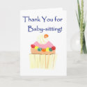 Cupcake 'Thank You for Babysitting' card card