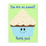 Cupcake Thank You Postcard (blue) postcard