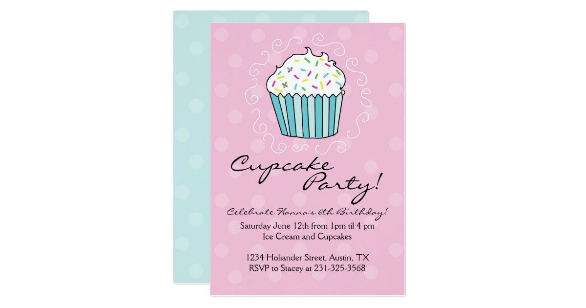 Cupcake Themed Birthday Party Invitations Zazzle