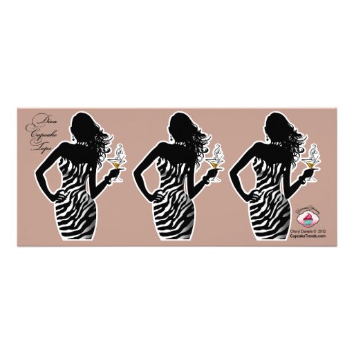 CUPCAKE TOPPER Diva Glam Zebra - white Custom Announcement
