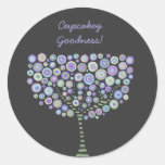 Cupcake Toppers Blue Retro Circle Tree Stickers