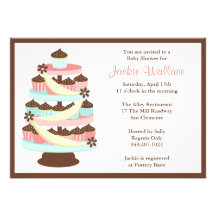 Cupcake Tower Baby Shower Invitation