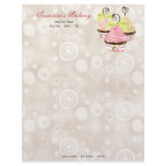 Cupcake Trio w/ Heart Business Cream Stationery Customized Letterhead