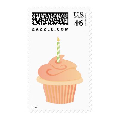 Cupcake with a Candle Postage by candystore