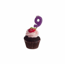 Cupcake with birthday candle for nine year old cut out