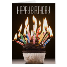 Cupcake with Birthday Candles Birthday Card