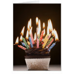 Cupcake with birthday candles cards