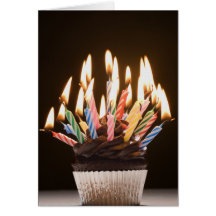 Cupcake with birthday candles cards
