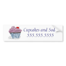 Cupcake with Cherry Bumper Sticker