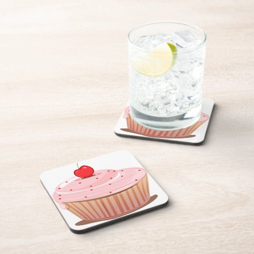 Cupcake with Cherry on Top Drink Coasters