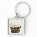 Cupcake with chocolate icing, studio shot 2 keychains