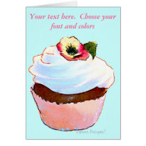 Cupcake with Pansy Art Design Card