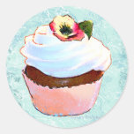 Cupcake with Pansy Art Design Stickers