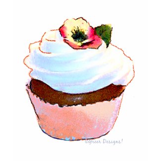 Cupcake with Pansy Art Design Tee Shirt shirt