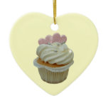 Cupcake with pink hearts Ornament ornaments