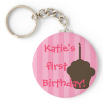 Cupcake with pink stripes keychains