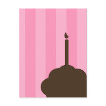 Cupcake with pink stripes post cards