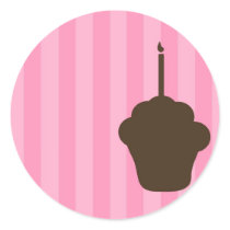 Cupcake with pink stripes sticker