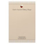 Cupcake with Soft Mocha Stripes Personalized Stationery