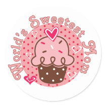 Cupcake World's Sweetest Mom Tshirts and Gifts Stickers