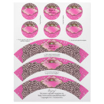 Cupcake Wrappers Leopard Crown Zebra w/ Toppers Custom Letterhead