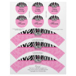 Cupcake Wrappers Princess Crown Zebra w/ Toppers Customized Letterhead