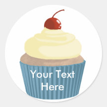 Cupcake-Yellow and Blue Round Sticker