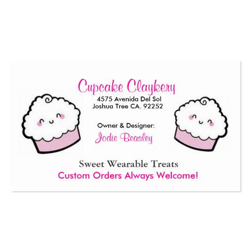 Cupcakes-1, Cupcakes-2, Cupcake Claykery, 4575 ... Business Card (front side)