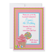 Cupcakes and Candy Birthday Invitations invitation