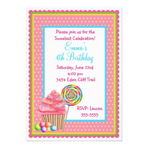 Cupcakes and Candy Birthday Invitations