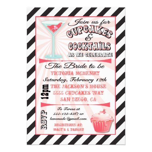 Cupcakes and Cocktails Bridal Shower Invitations